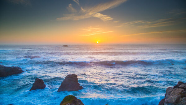 Wallpaper Mobile, With, Ocean, Sky, Desktop, Horizon, Under, Nature, Sunset, During, Clouds