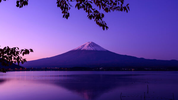 Wallpaper Nature, Fuji, During, Landscape, Mount, Nighttime, Violet, Desktop