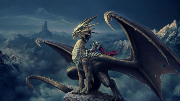 Wallpaper Soldier, Fantasy, Dragon, With
