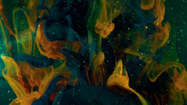 Wallpaper Liquid, Blue, Abstract, Yellow, Paint, Desktop, Ink