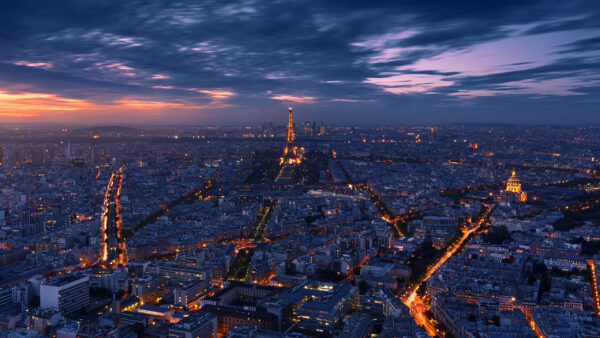 Wallpaper With, Travel, Time, Cityscape, Tower, Background, Eiffel, Clouds, And, Gray, During, Desktop, Paris, Evening