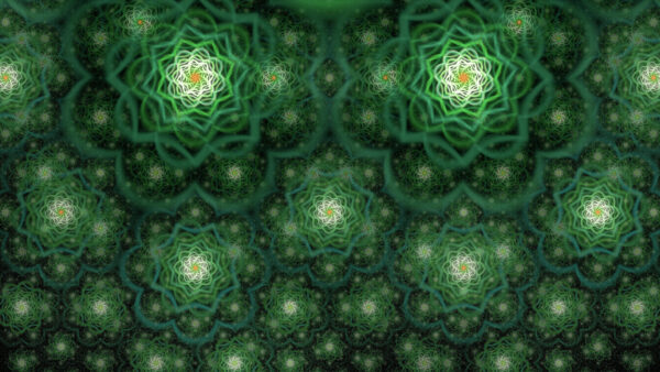 Wallpaper Desktop, Green, Abstraction, Glow, Pattern, Flower, White, Abstract, Fractal, Mobile