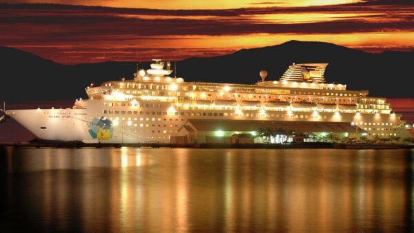 Wallpaper Cruise, Desktop, Star, With, Island, Background, Sunset, Ship