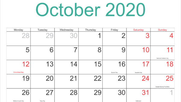 Wallpaper Holiday, Background, Calendar, With, White, Desktop, Mark, October