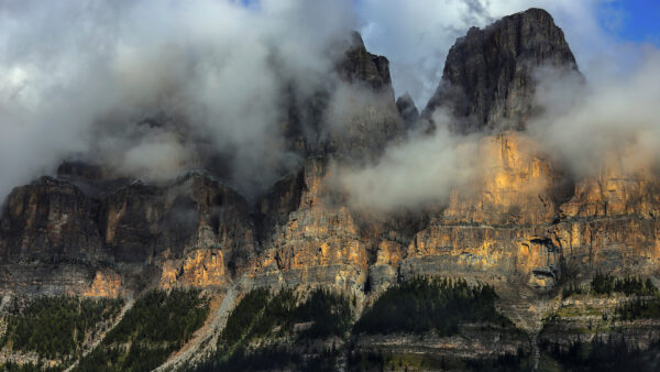 Wallpaper Rock, Park, With, Nature, Banff, Mountain, Desktop, National, Clouds