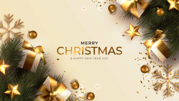 Wallpaper Ornaments, Christmas, Gift, Golden, Balls, Boxes, Merry, Decoration, Stars
