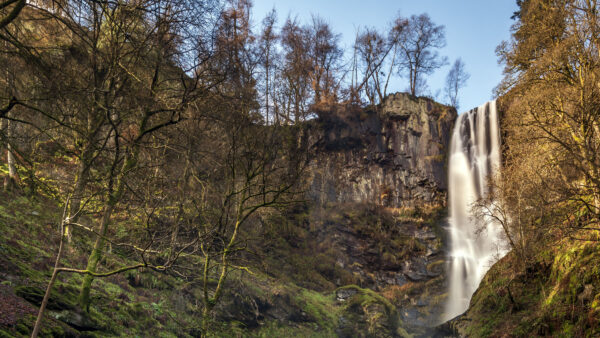 Wallpaper Landscape, Rocks, Mobile, View, Algae, Waterfall, From, Covered, Green, Trees, Slope, Nature, Desktop