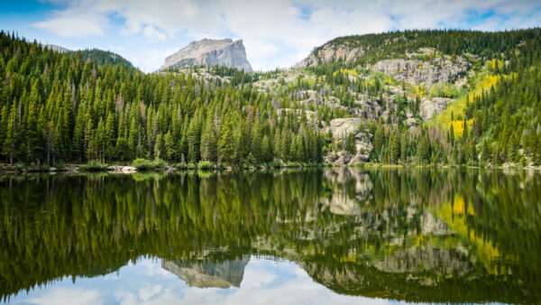 Wallpaper River, Rocks, Slope, Mountains, Sky, Blue, Clouds, Beautiful, Trees, White, Green, Nature, Under, Reflection