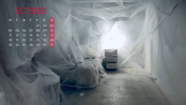 Wallpaper Calendar, October, Horror, Room, 2021