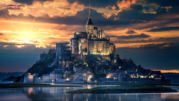 Wallpaper Castle, Mont-Saint-Michel, Island