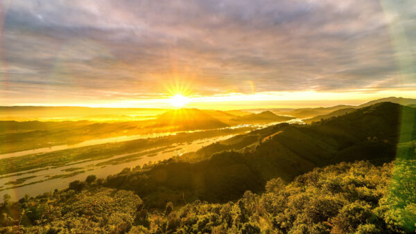 Wallpaper Mountain, Mobile, Sunrise, Sunbeam, During, Landscape, Nature, Desktop, With