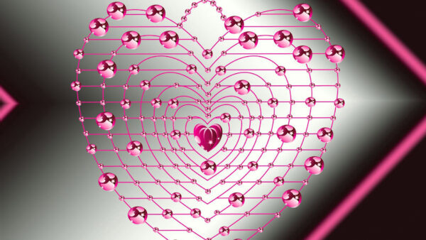 Wallpaper Valentines, Heart, Shape, Pink, Beads