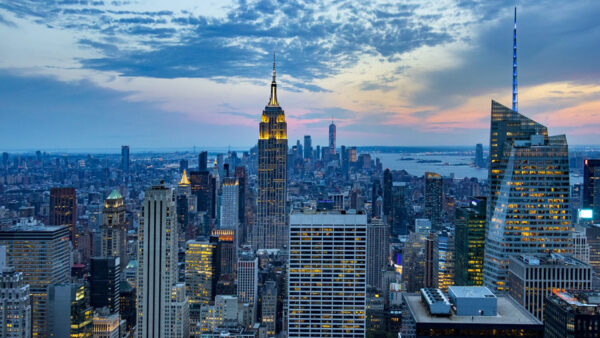 Wallpaper Background, Aesthetic, Sky, New, York, Buildings, Blue, City