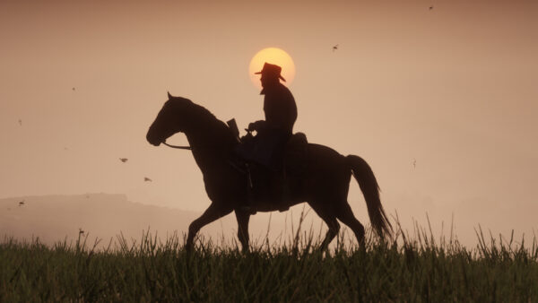 Wallpaper Dead, Redemption, Desktop, Horse, With, Red, Sunset, Cowboy, Background