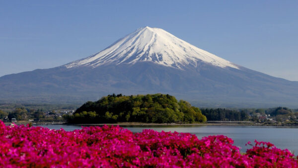 Wallpaper View, Japanese, Mountain, Under, White, Blue, Covered, Sky, Landscape