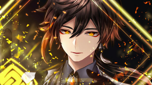 Wallpaper Zhongli, Genshin, Yellow, Eyes, Impact