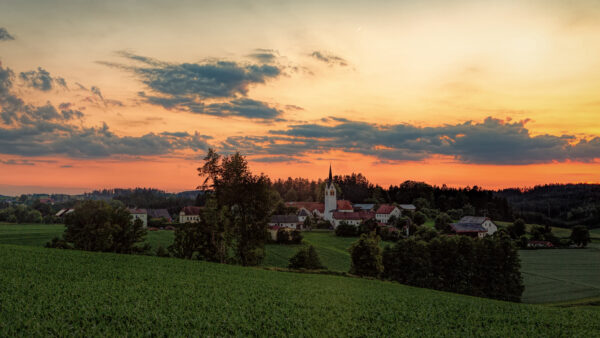 Wallpaper Travel, Bavaria, Sunset, Village, Desktop, Field, Germany, Mobile, Sky, House