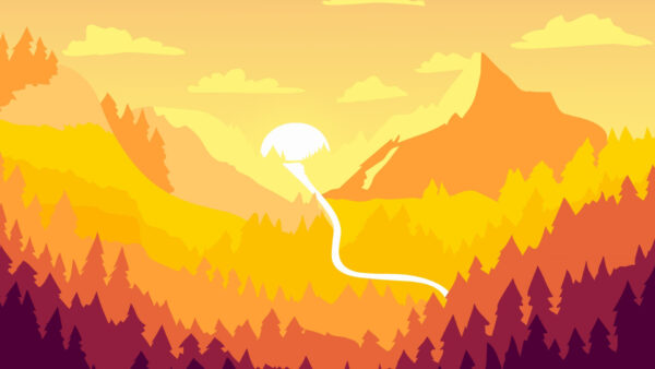 Wallpaper Sun, Minimalistic, Minimalist, Mountain, Forest, Artwork