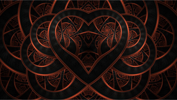 Wallpaper Fractal, Art, Abstract, Black, Red, Shape, Heart, Pattern