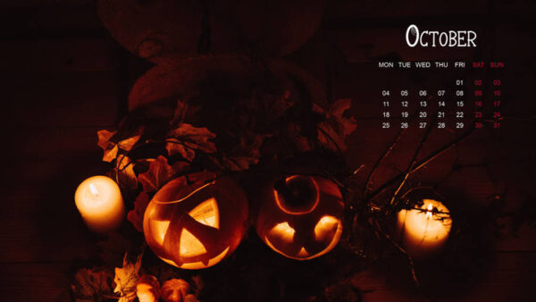 Wallpaper Lanterns, Calendar, Jack, Halloween, 2021, October