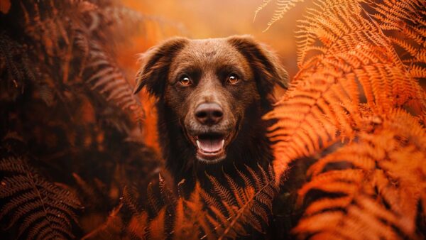 Wallpaper Leaves, Labrador, Standing, Between, Desktop, Plant, Black, Mobile, Dog