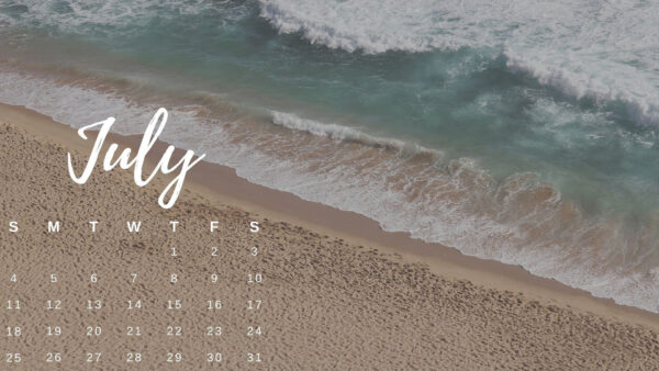 Wallpaper Calendar, Background, 2021, July, Ocean, Waves