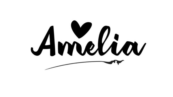 Wallpaper Text, Amelia, Word, Love, Black, Background, Heart, White