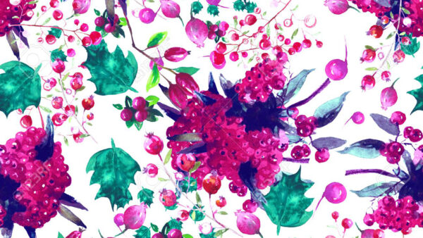 Wallpaper Dark, Pink, Floral, Watercolor, Flowers