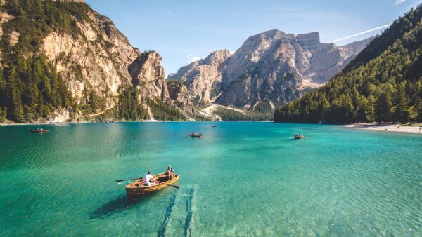 Wallpaper Aerial, During, Background, Brown, View, Sky, Boat, Mobile, Daytime, Mountain, Clear, Nature, Wooden, And, Body, Water, Desktop, With