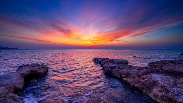 Wallpaper Cyprus, During, Mediterranean, Sea, Nature, Mobile, Sunrise, Dawn, Desktop