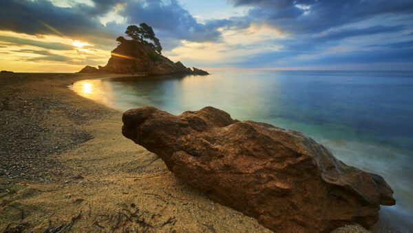 Wallpaper Pc, Images, Cool, Wallpaper, Free, With, Blue, Time, Sunset, Desktop, Nature, Sky, Rocks, During, Lake, 1920×1080, Download, Landscape, Under, Background, View, Brown