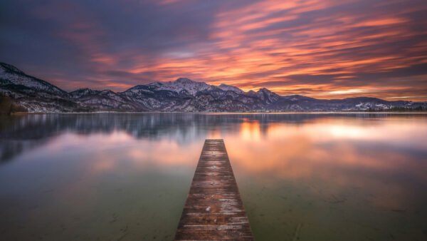 Wallpaper During, Mountain, Mobile, Bavarian, Lake, Kochel, Germany, And, Desktop, Alps, Nature, Sunset