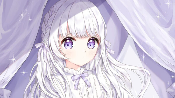Wallpaper Anime, Light, White, Eyes, Purple, Dress, Girl, Hair