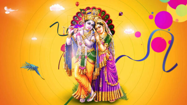 Wallpaper Lord, Radha, Krishna, Background, Yellow
