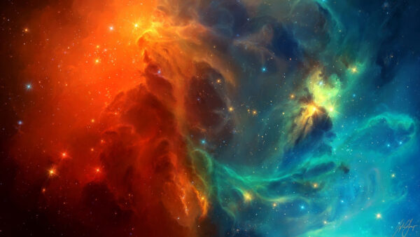 Wallpaper Nebula, Stars, Galaxy, Yellow, Space, Desktop, Blue