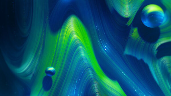 Wallpaper Blue, Green, Curves, Neural, Spheres, Desktop, Abstract