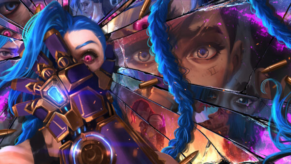 Wallpaper Blue, Eyes, Pink, Arcane, Jinx, Hair