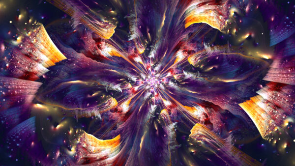 Wallpaper Abstract, Artwork, Yellow, Purple, Paint, Abstraction, Fractal