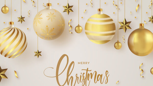 Wallpaper Balls, Golden, Desktop, Decoration, Stars, Christmas, Background, Mobile, White