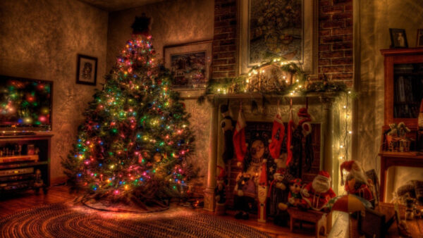 Wallpaper Decorated, Tree, Inside, Desktop, House, Christmas