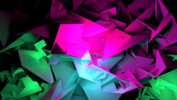 Wallpaper Shards, Digital, Green, Pink, Dark, Abstract, Art