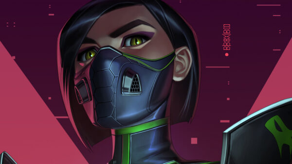 Wallpaper Eyes, Valorant, Mask, Green, Black, Viper