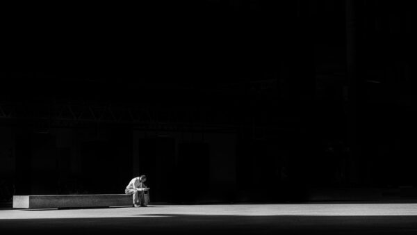 Wallpaper Man, Alone, Sitting, Bench, Photography, Concrete