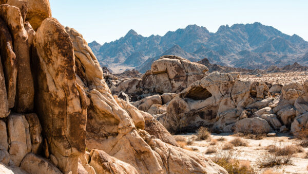 Wallpaper Nature, Blue, Under, Rocks, Mountains, Stones, Sky