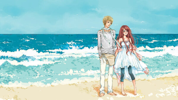 Wallpaper Sky, Blue, Background, Couple, Anime, Ocean