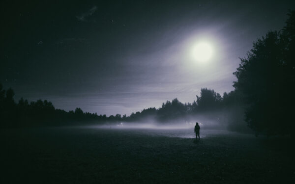 Wallpaper Moon, Night, Foggy