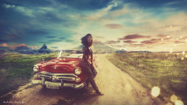 Wallpaper Vintage, Girl, Hot, Car