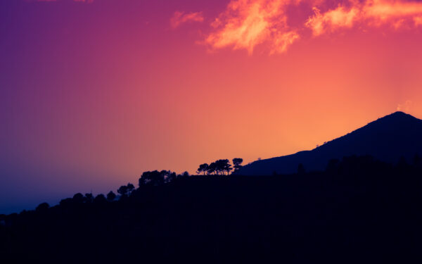 Wallpaper Dark, Mountains, Sunset, Italy