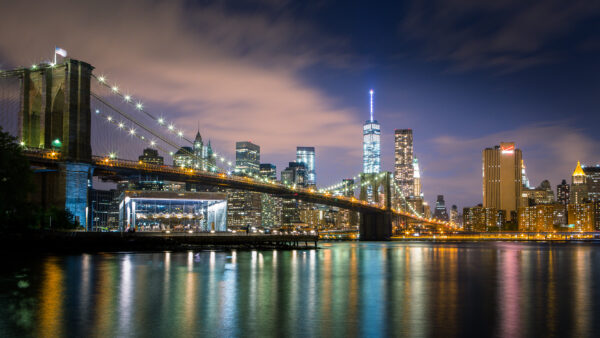 Wallpaper Cityscape, Brooklyn, Night, Bridge