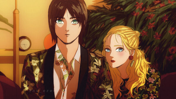 Wallpaper Titan, Yellow, Flowers, Tree, Desktop, Background, Eren, Yeager, WALL, Brown, Historia, Anime, Reiss, With, Attack, Hair
